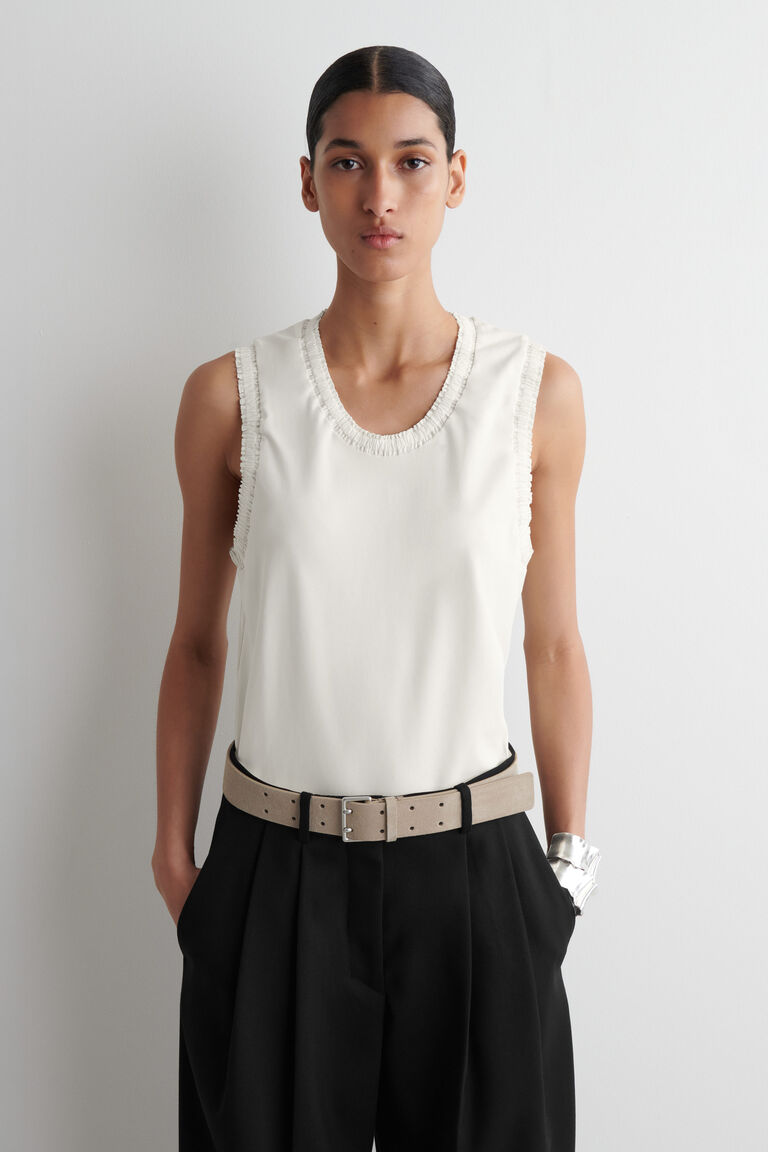 GATHERED COTTON TANK TOP