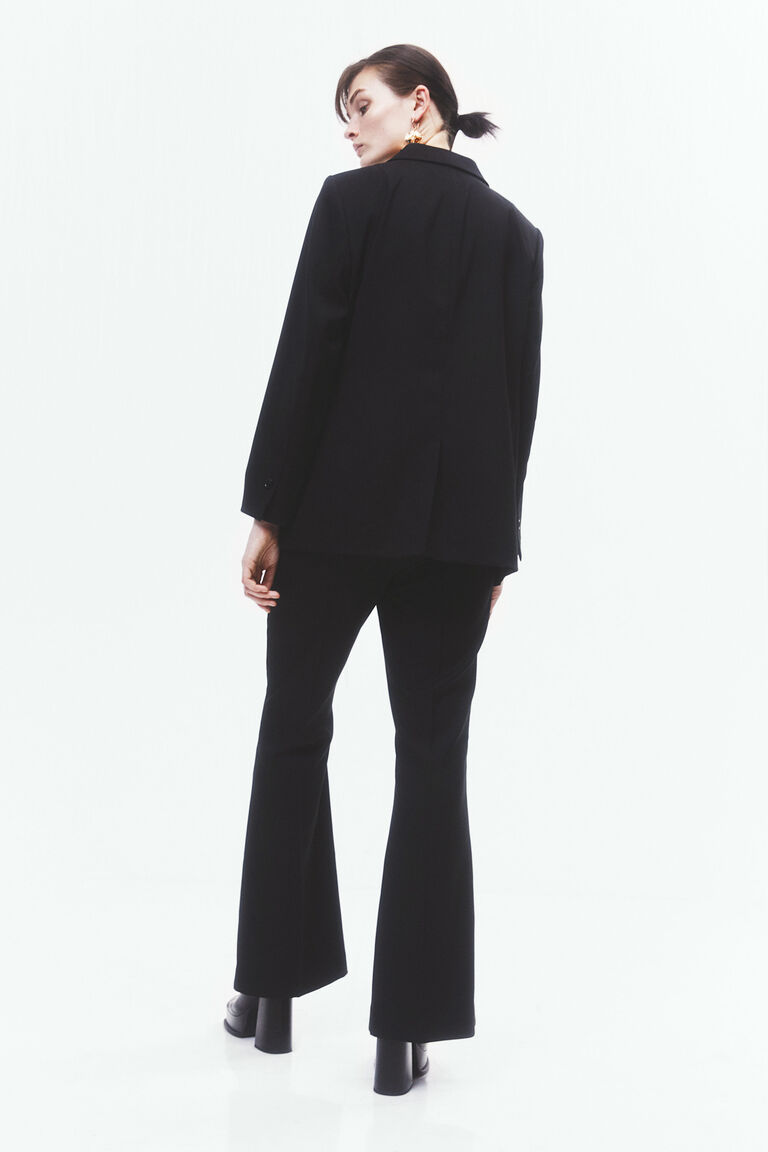 BLACK TAILORED FLARED PANTS