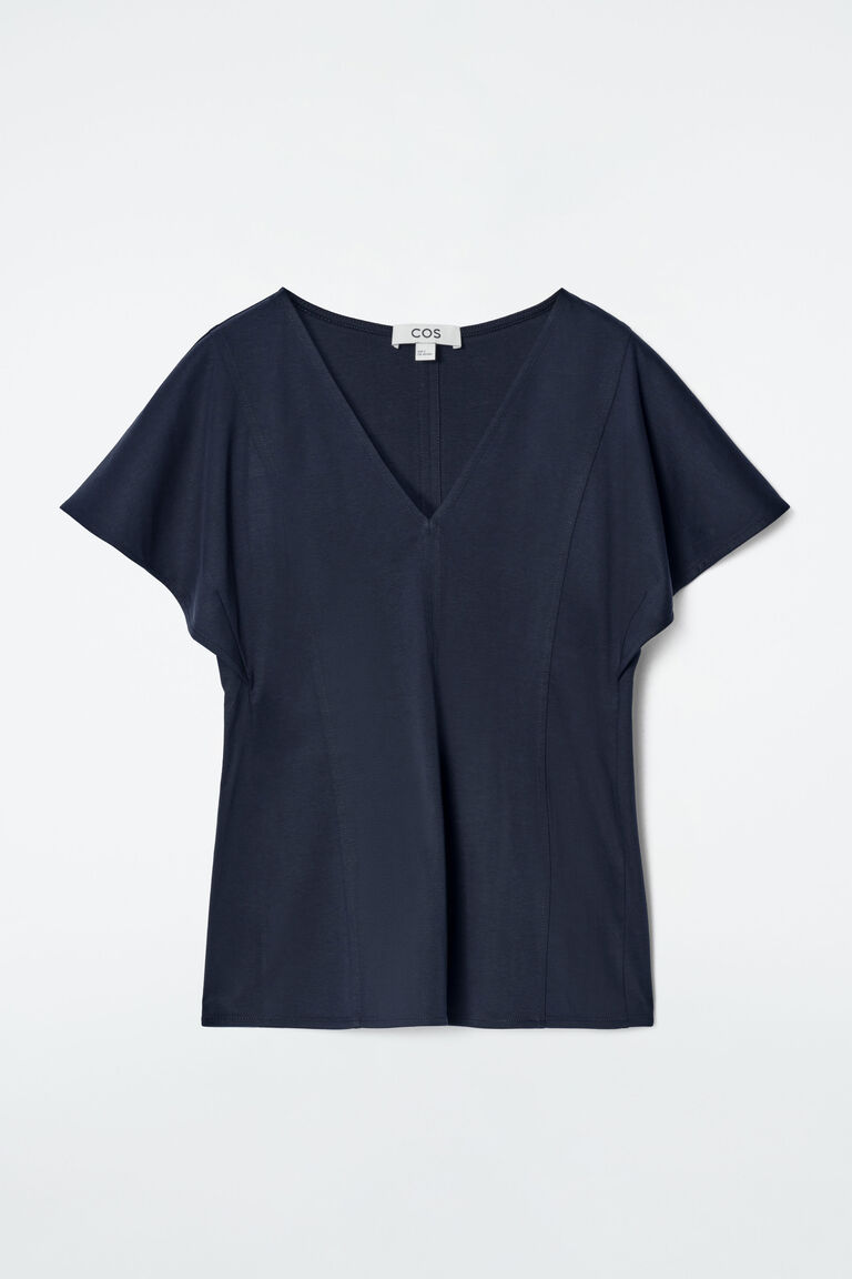 PETAL-SLEEVE COTTON TOP