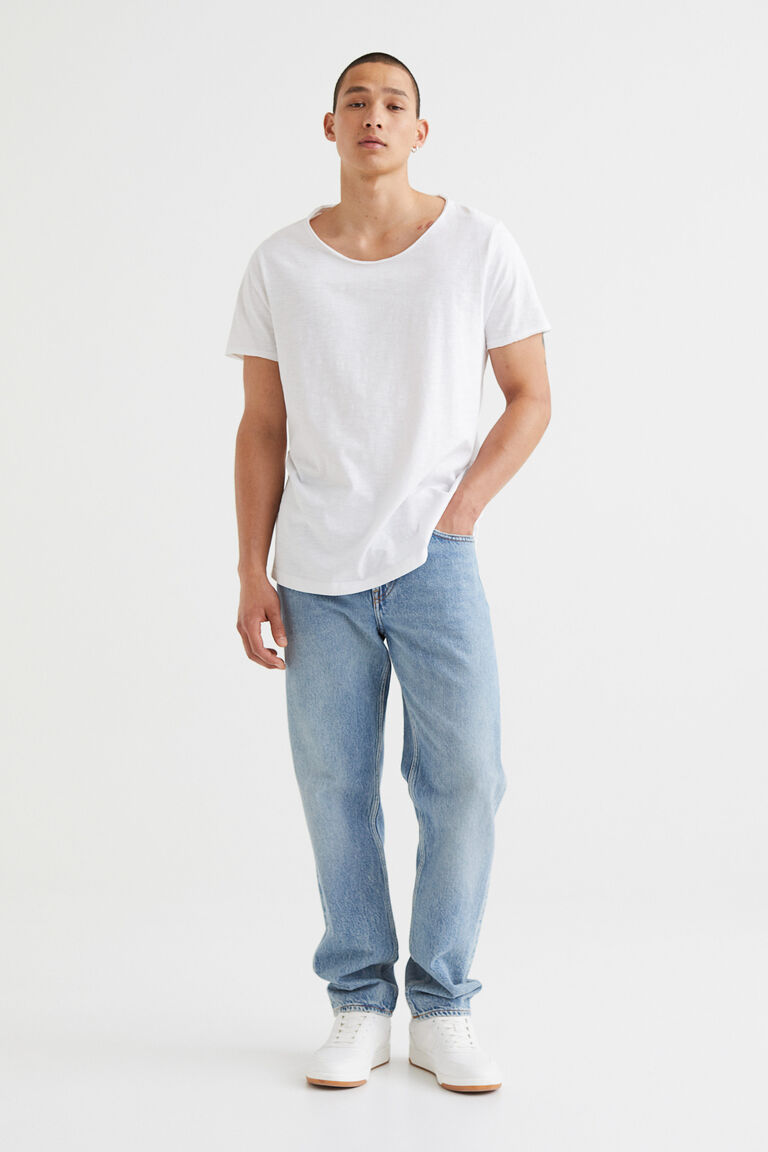 Mens Vintage Distressed Raw Edge Short Sleeve T Shirt