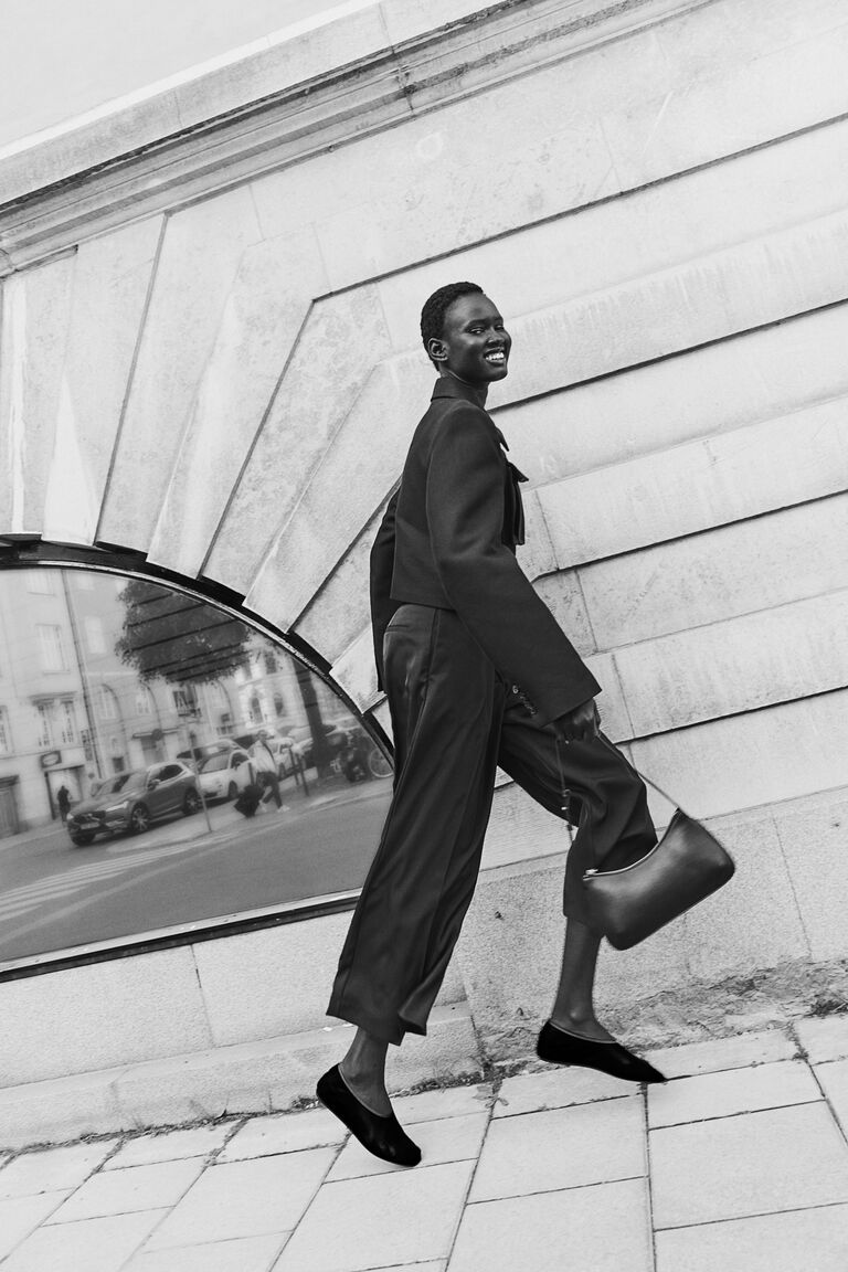 Wide twill trousers