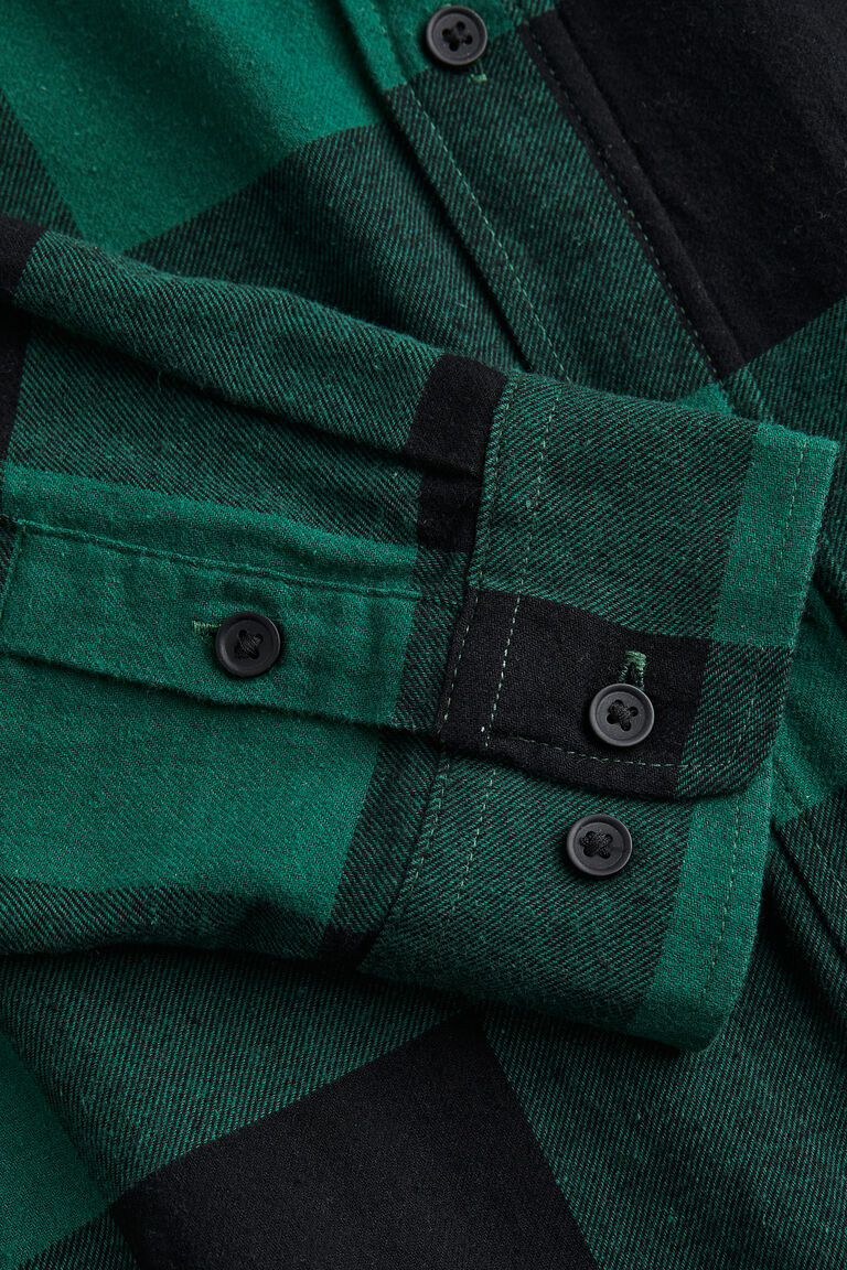 Regular fit melangé flannel shirt - Greige