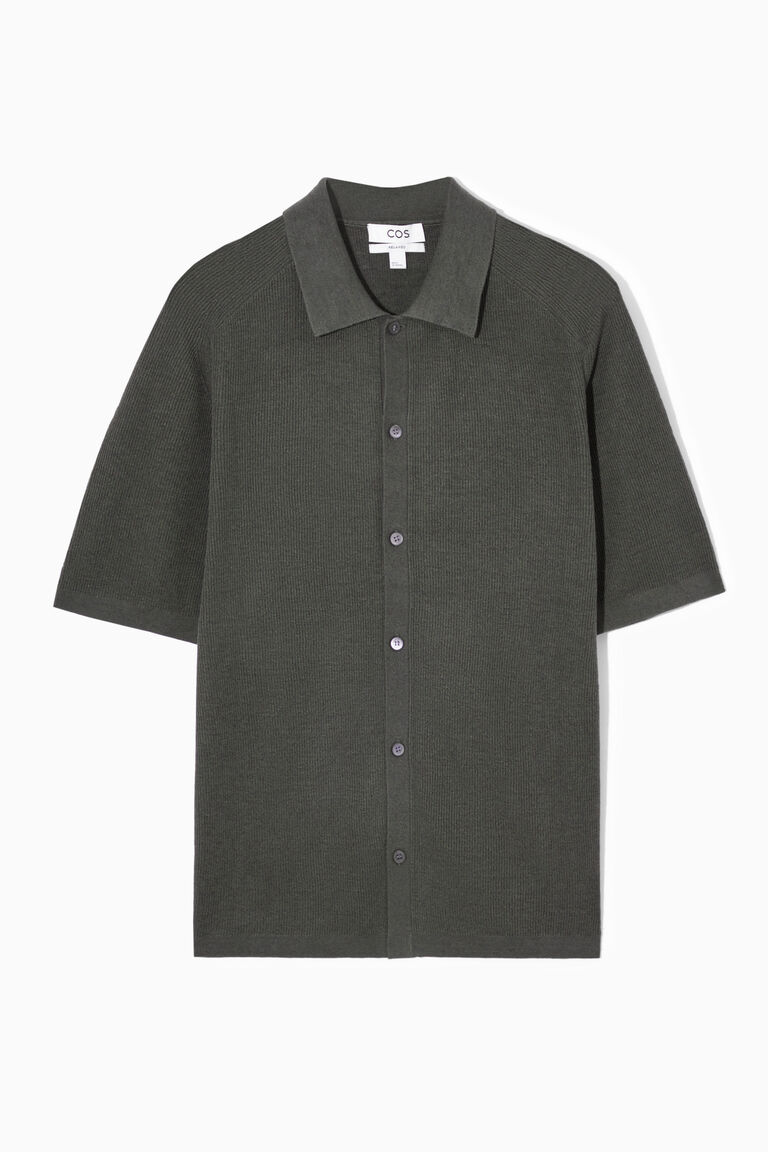 RIBBED-KNIT LINEN SHIRT