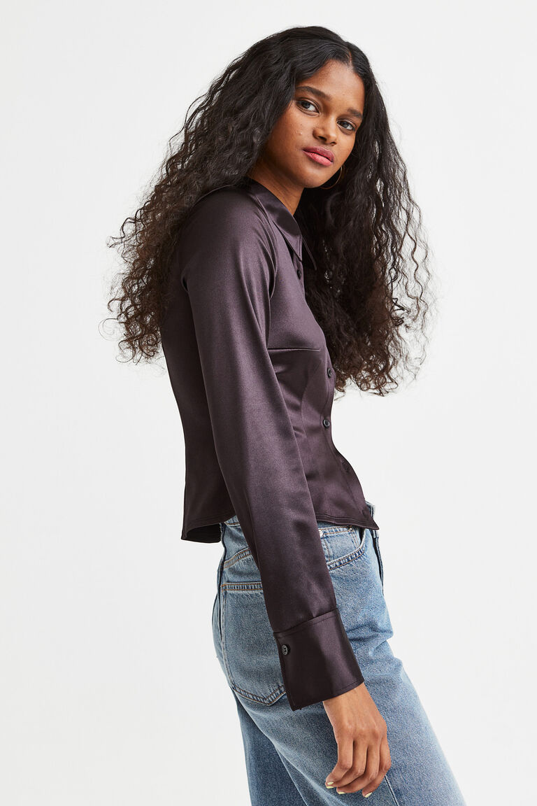 Mirandah Satin Panel T-Shirt - Black main image 1