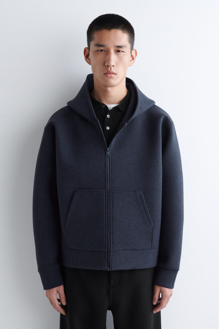 OVERSIZED SCUBA-JERSEY ZIP-UP HOODIE