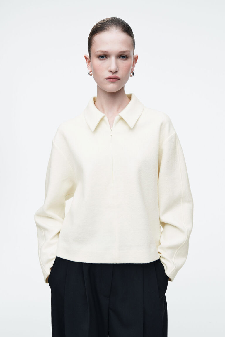 BOILED-WOOL ZIP-UP CARDIGAN
