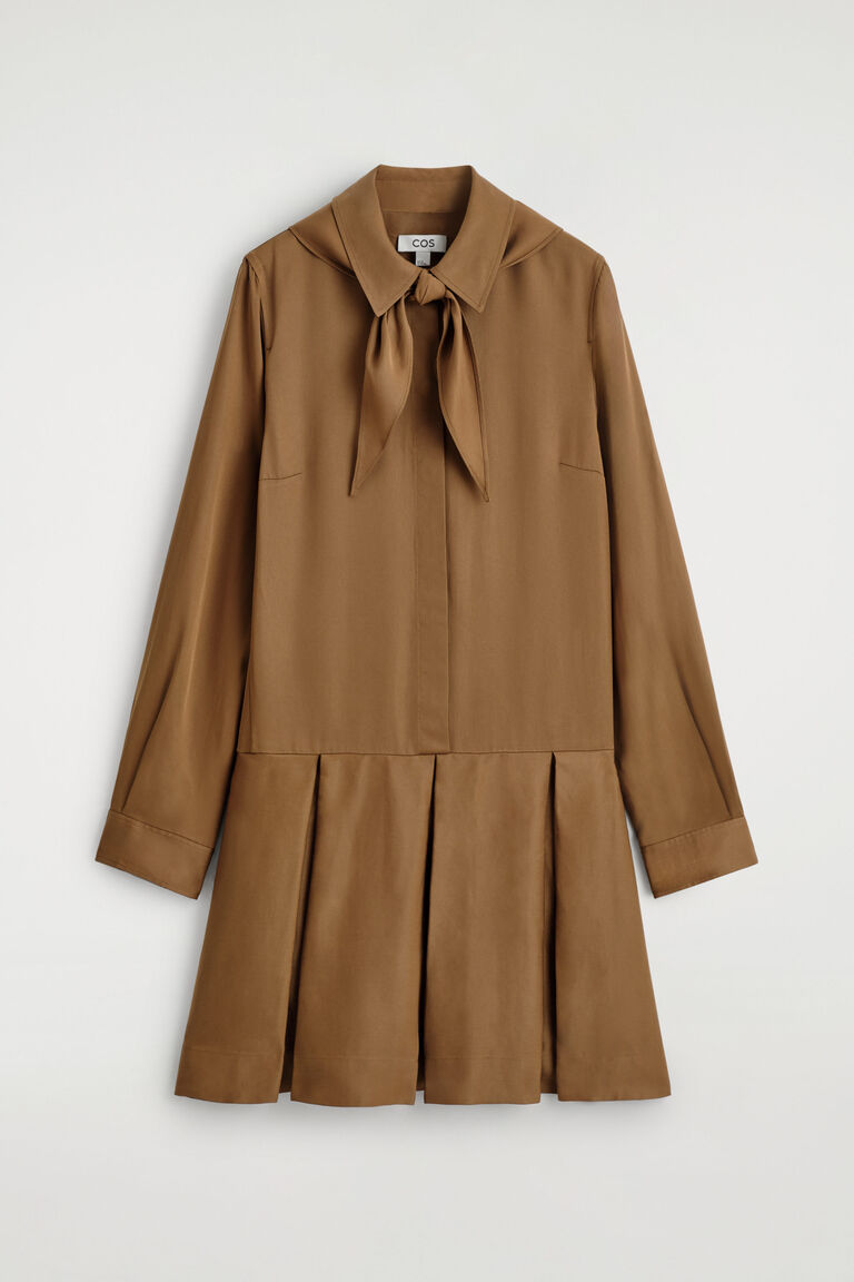SCARF-DETAIL DROPPED-WAIST MINI DRESS