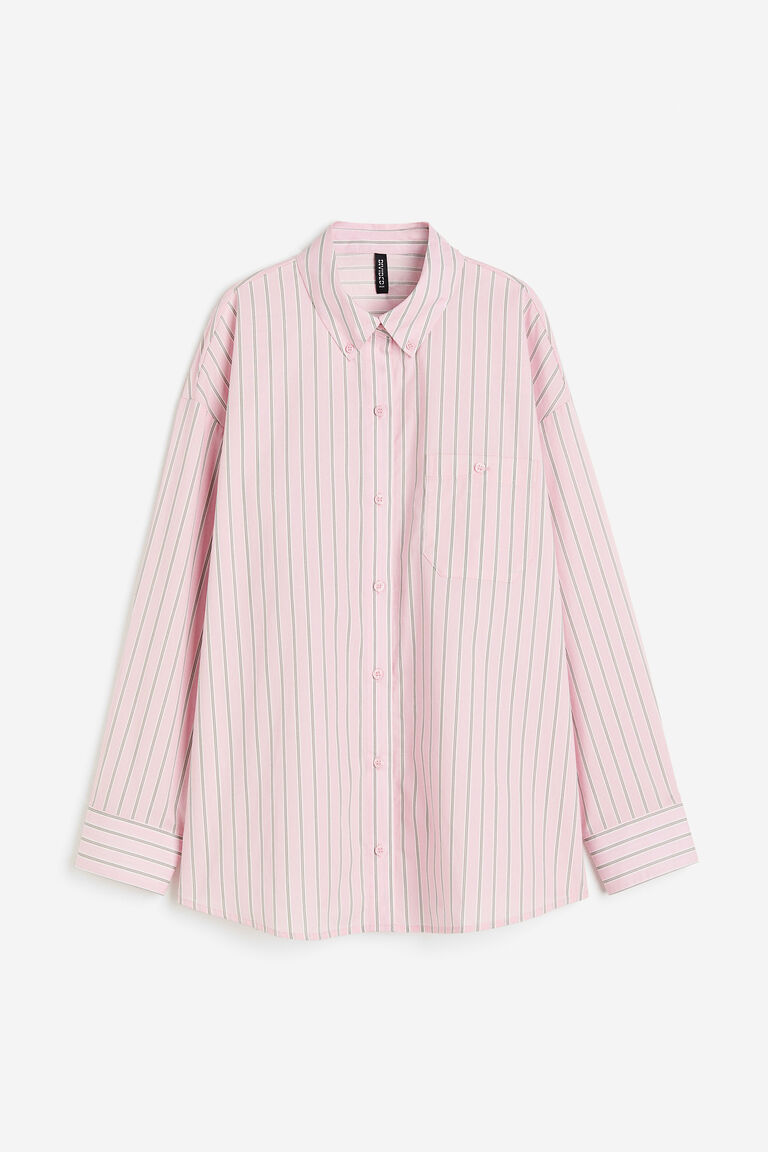 Women Pink Poplin Oversized Shirt