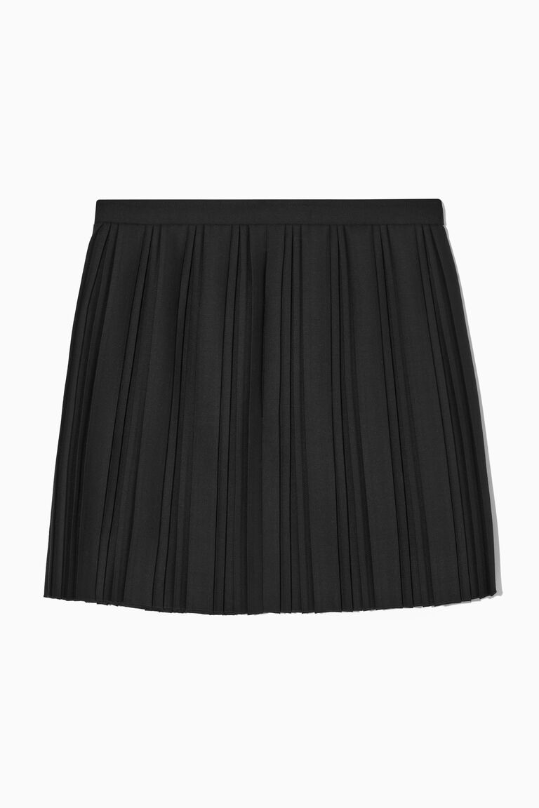 PLEATED WOOL-BLEND MINI SKIRT