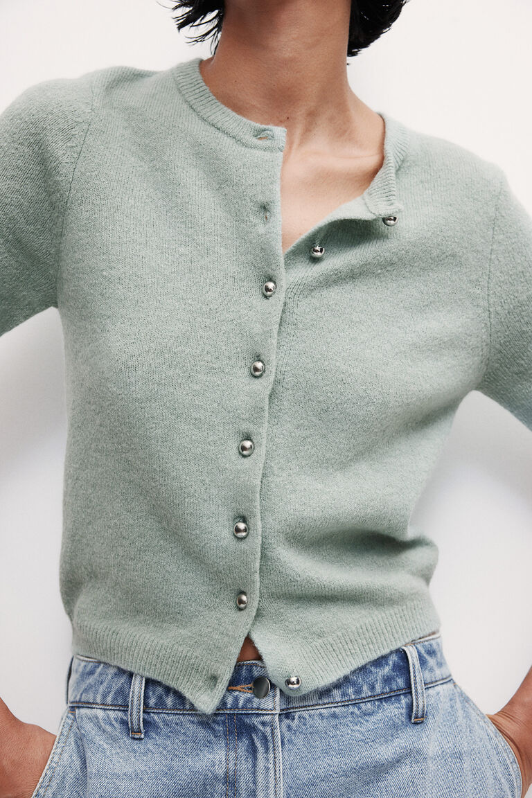 2060042 Beige-Blue Striped Knitted Cardigan main image 0
