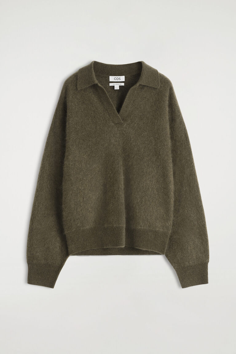 BRUSHED-CASHMERE POLO JUMPER