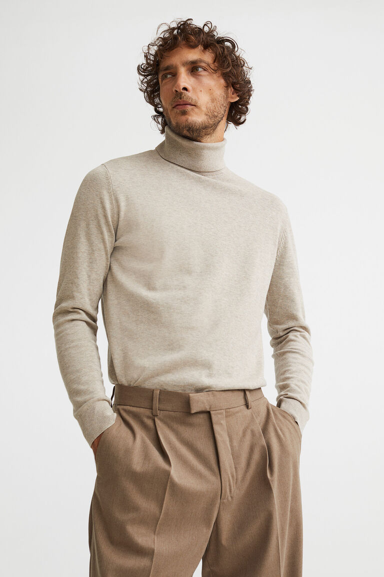 Slim Fit Fine-knit polo-neck jumper