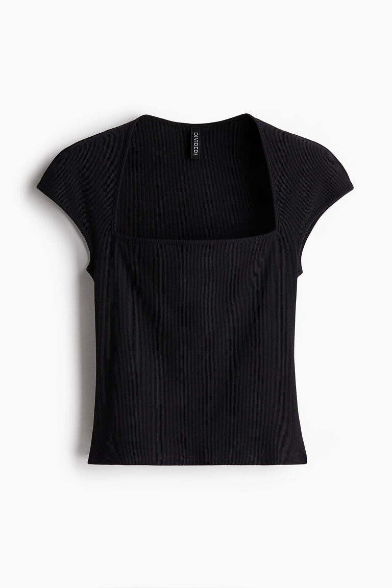 Square-neck ribbed top