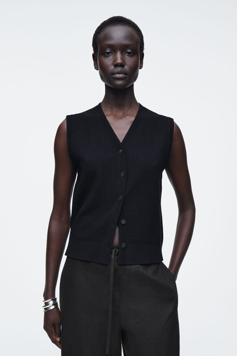 RIBBED MERINO WOOL-BLEND VEST
