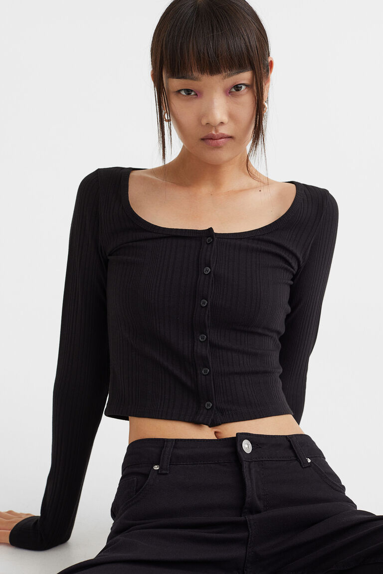 Button-front ribbed top