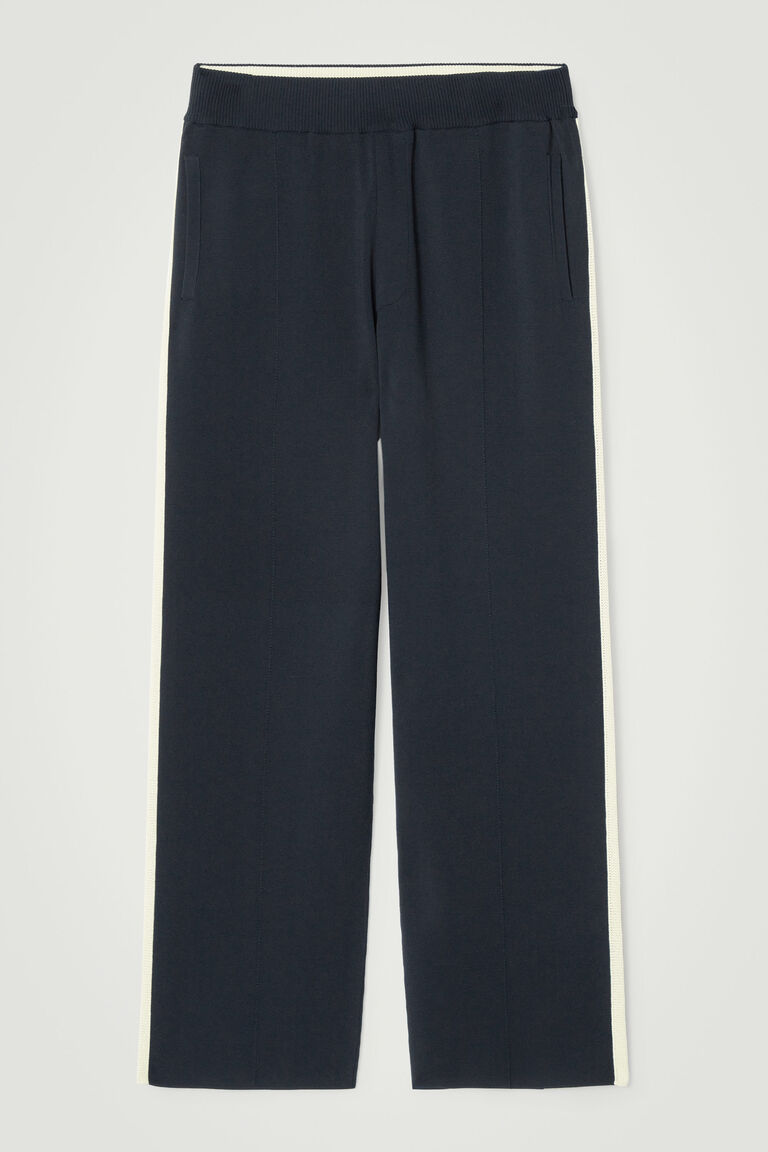 NO RETURN & EXCHANGE - CONTRAST-STRIPE KNITTED STRAIGHT-LEG JOGGERS