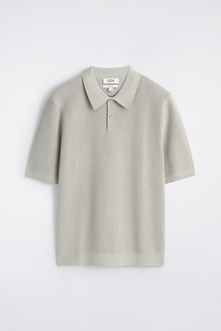 WAFFLE-KNIT COTTON POLO SHIRT