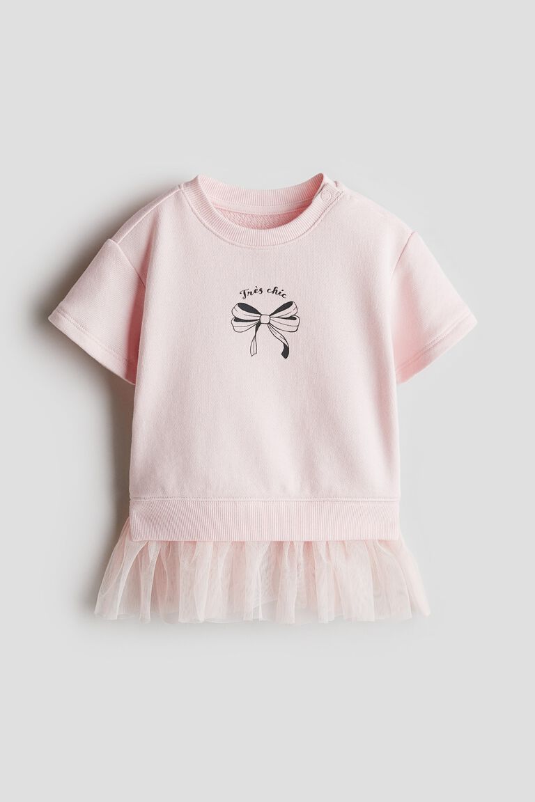 Tulle-skirt sweatshirt dress