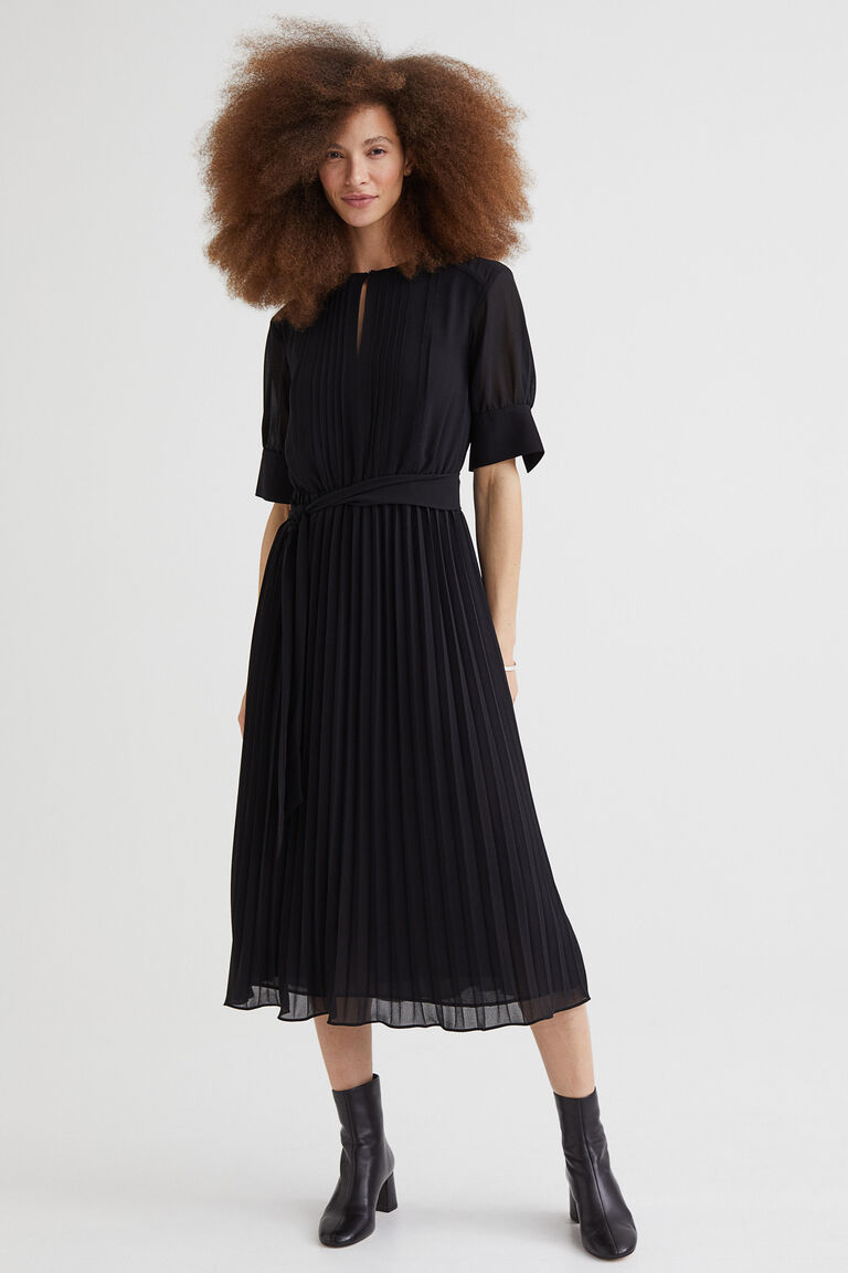 Pleated chiffon dress