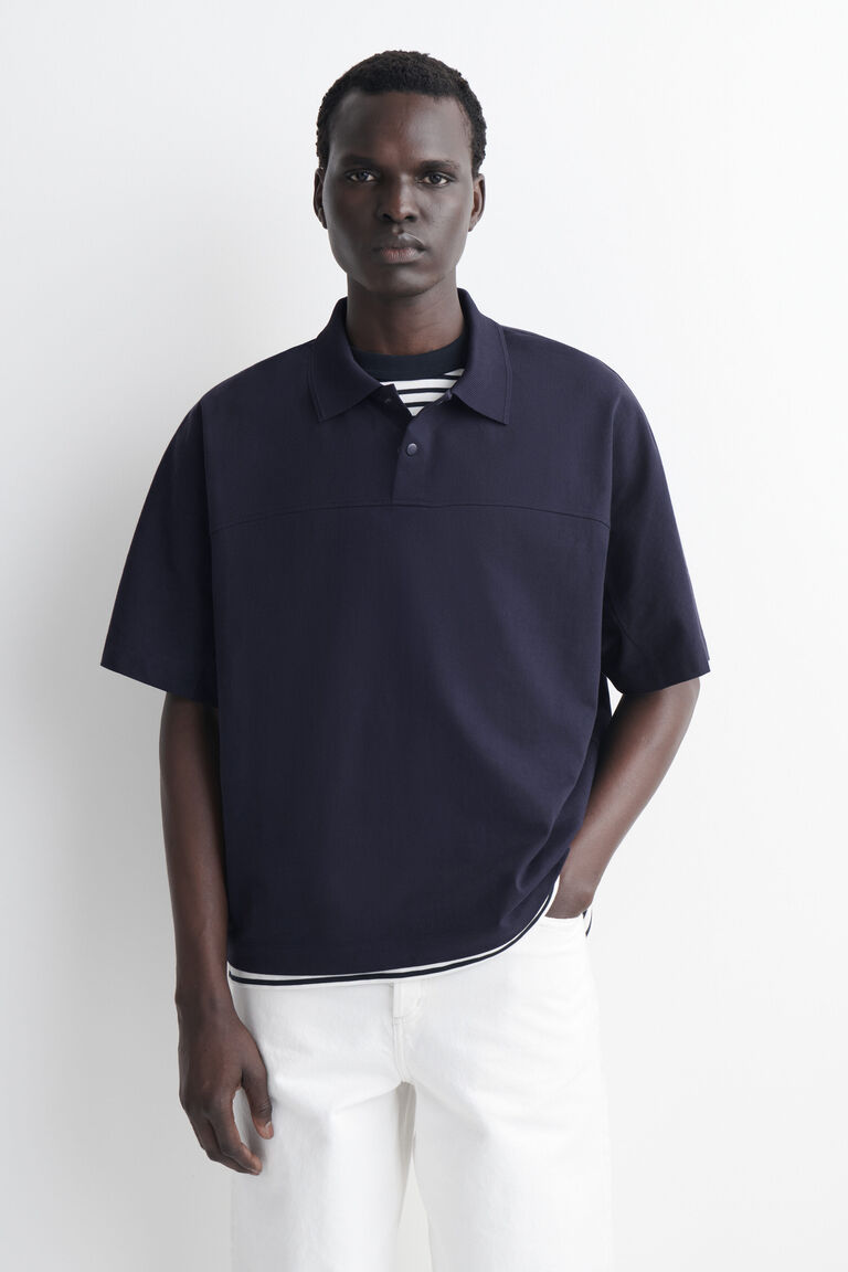 เสื้อโปโลผ้าฝ้ายติดกระดุมสแน็ป