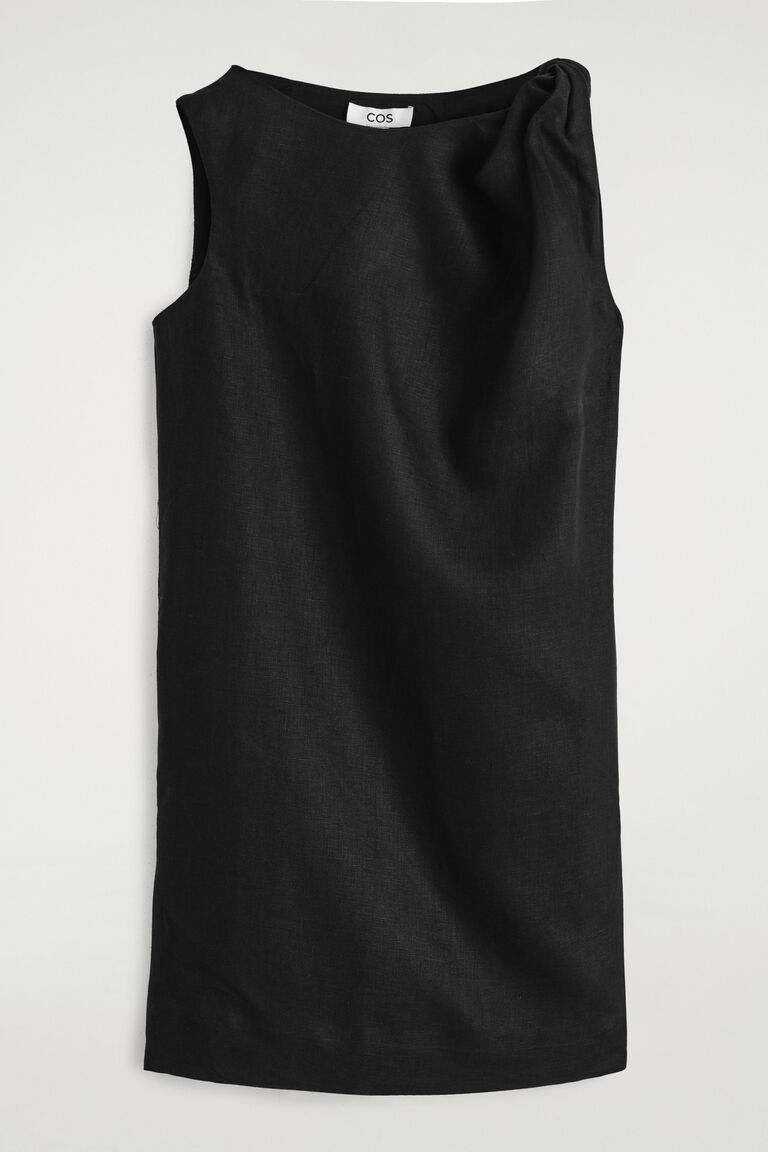 TWIST-DETAIL LINEN MINI DRESS