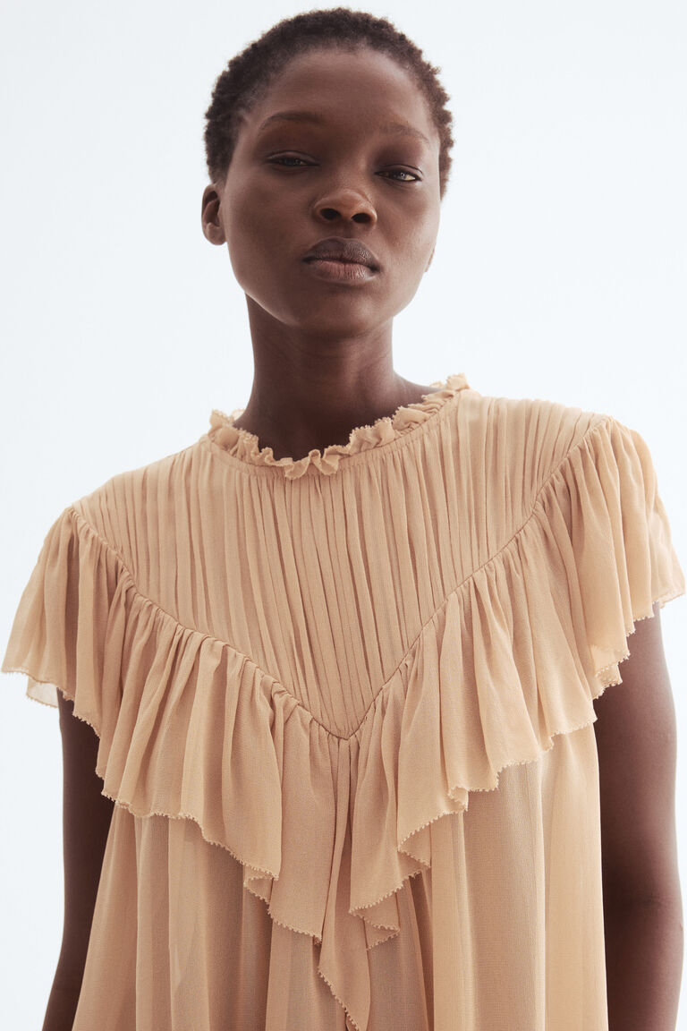 Flounced viscose blouse