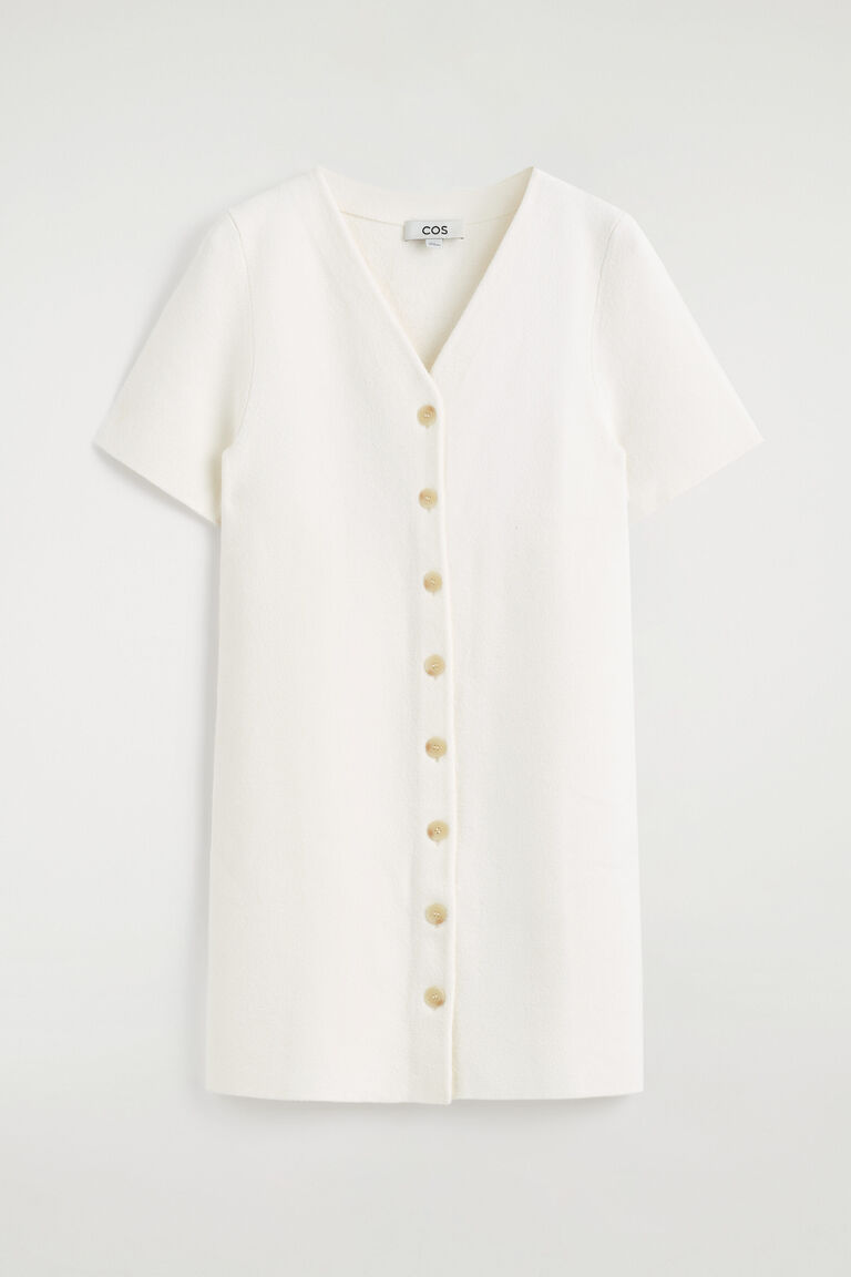 BUTTONED MILANO-KNIT MINI DRESS