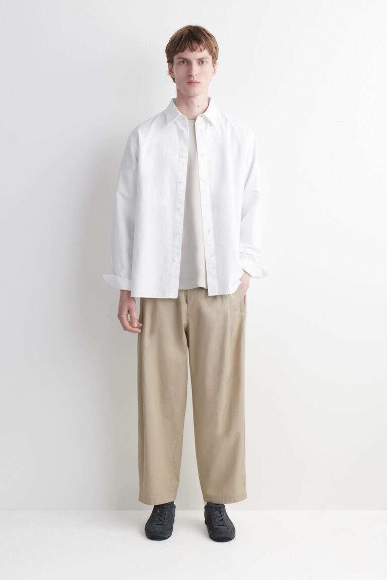 CROPPED ELASTICATED RELAXED-FIT WIDE-LEG TROUSERS