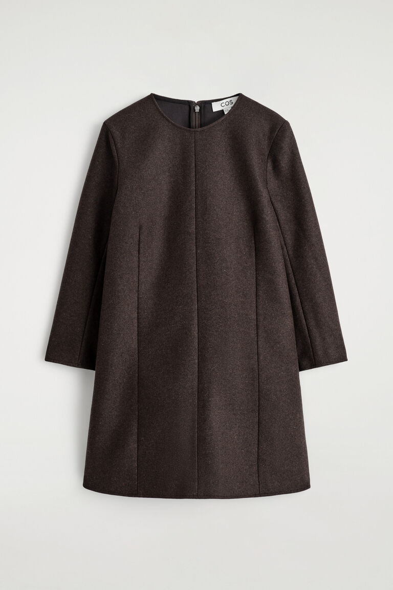 LONG-SLEEVED WOOL MINI DRESS