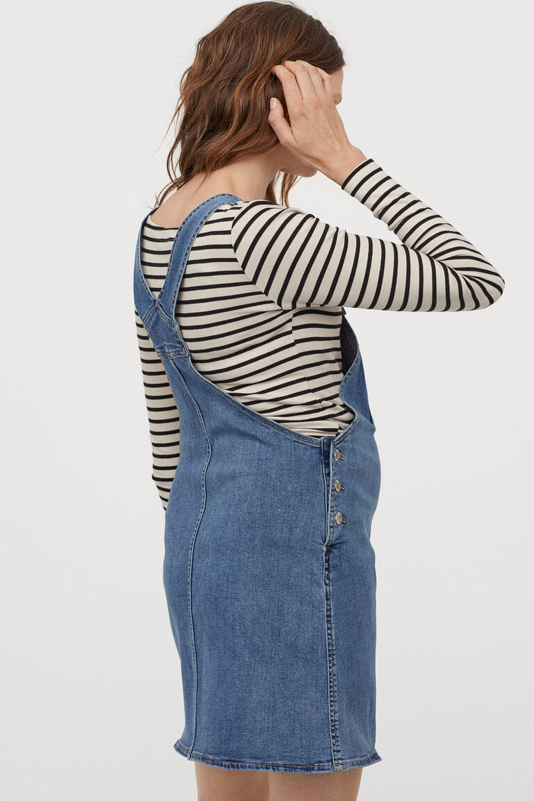 MAMA Denim dungaree dress