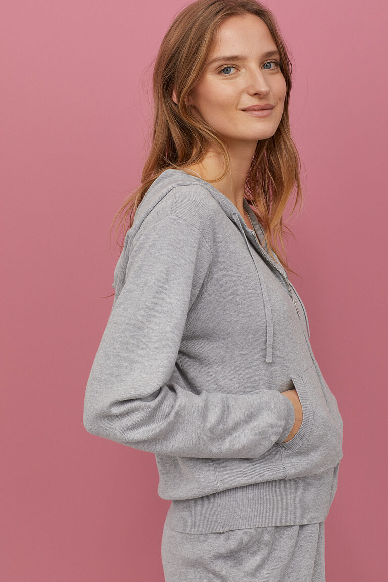 fine knit hooded jacket