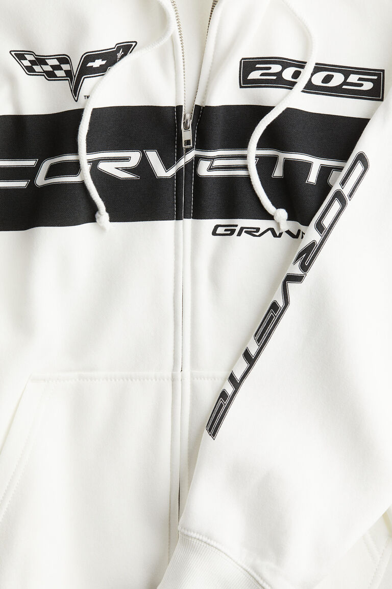 Oversized printed zip-through hoodie
