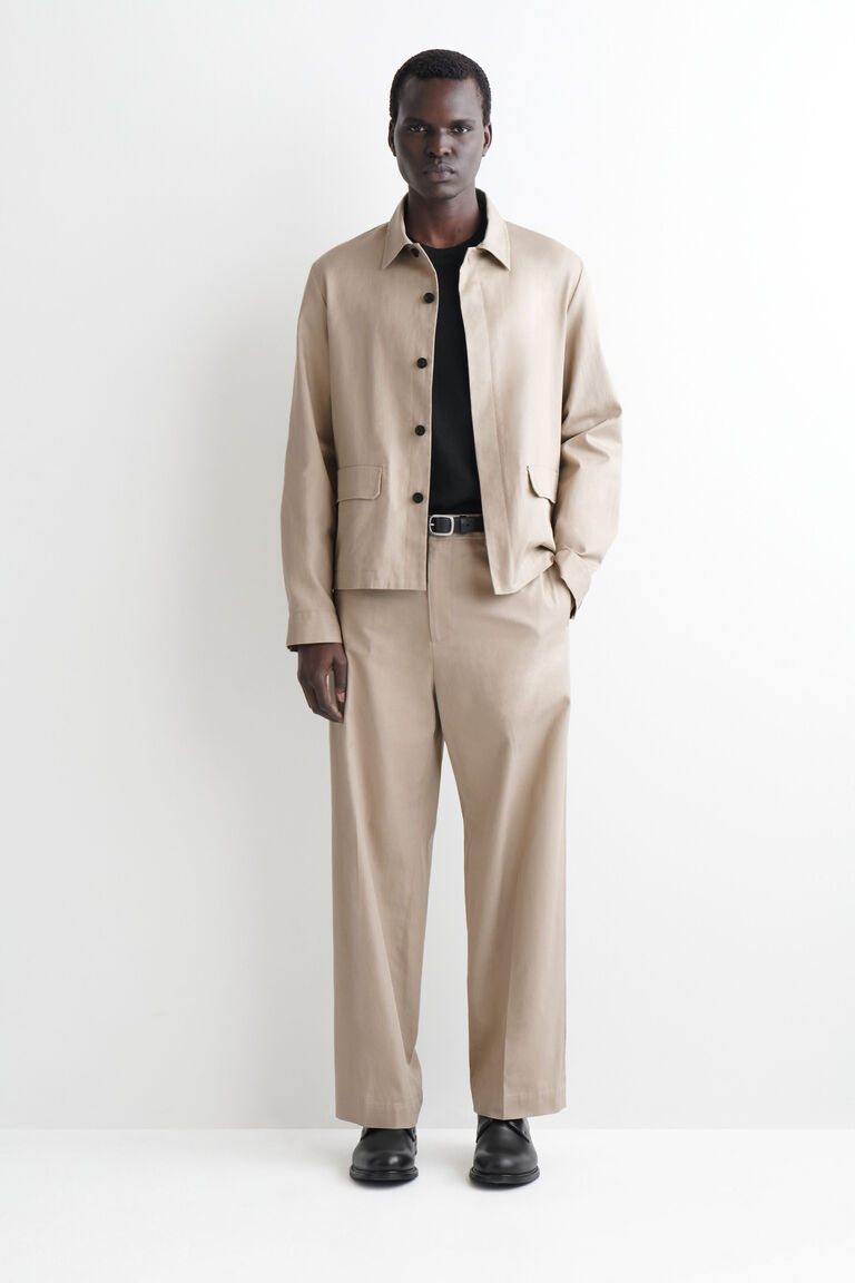 COTTON RELAXED-FIT STRAIGHT-LEG TROUSERS