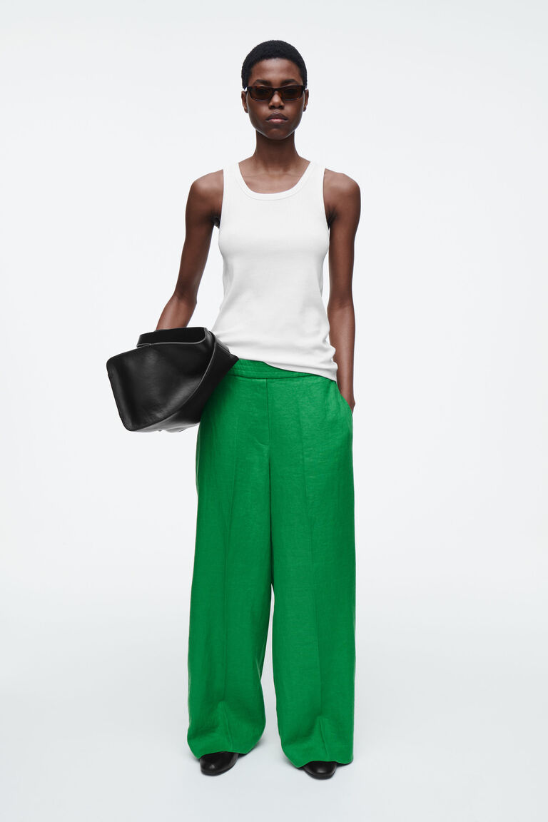STRAIGHT-LEG TAILORED LINEN TROUSERS