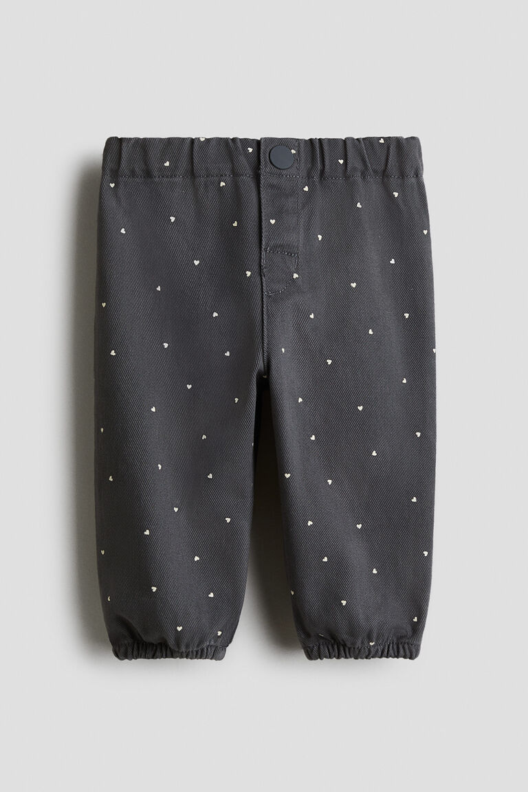 Printed cotton twill trousers