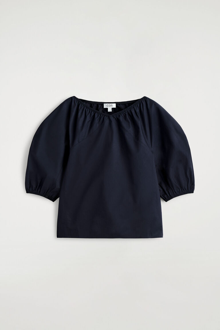 GATHERED PUFF-SLEEVE BLOUSE