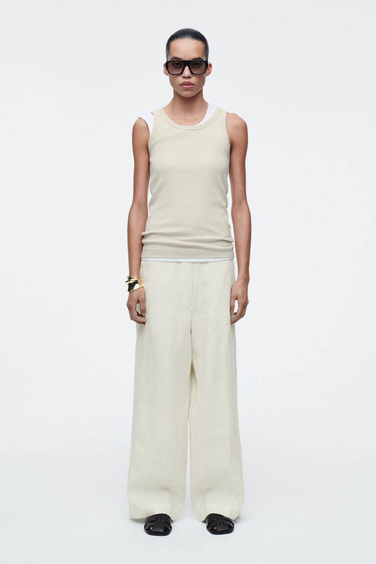 STRAIGHT-LEG TAILORED LINEN TROUSERS