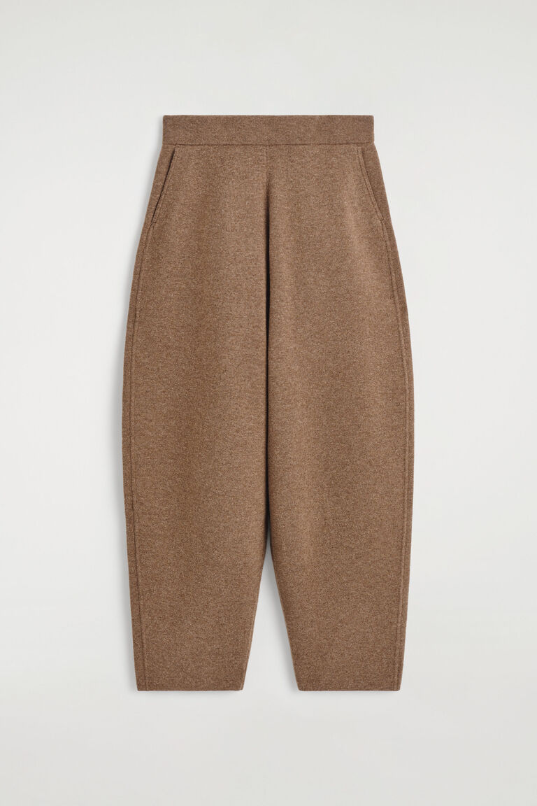 MERINO WOOL BARREL-LEG TROUSERS