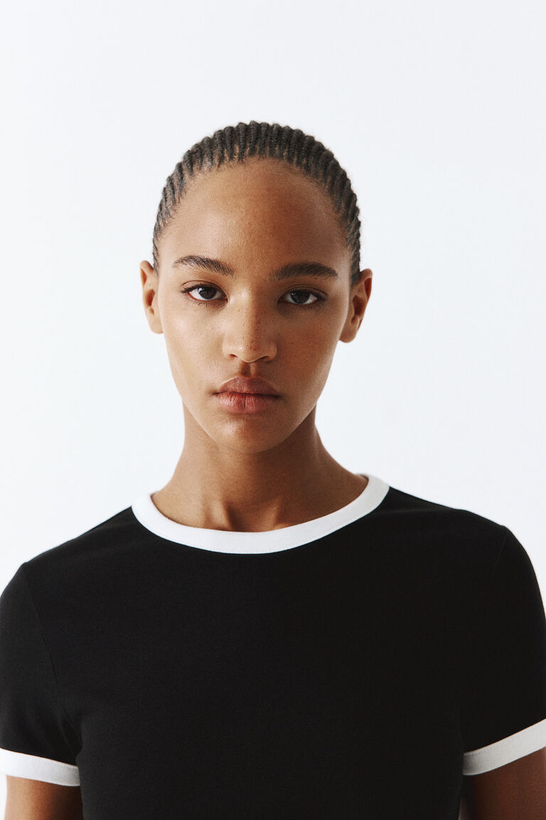 Washed Rib Knit Fitted L/S