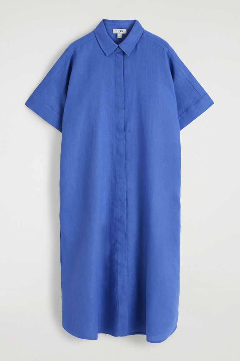 LINEN MIDI SHIRT DRESS
