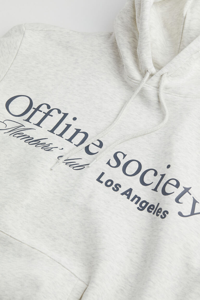 Soho marl grey embroidered premium relaxed hoodie main image 1