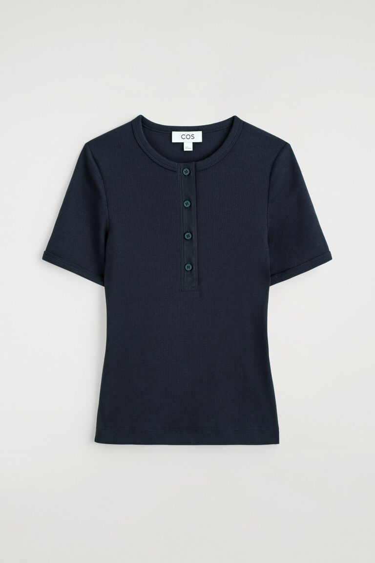 RIBBED HENLEY T-SHIRT