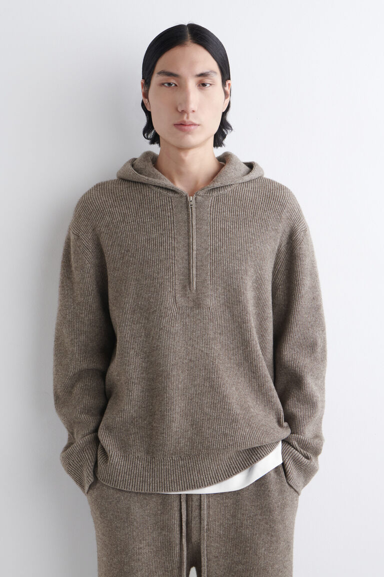 KNITTED MERINO-YAK ZIP-UP HOODIE