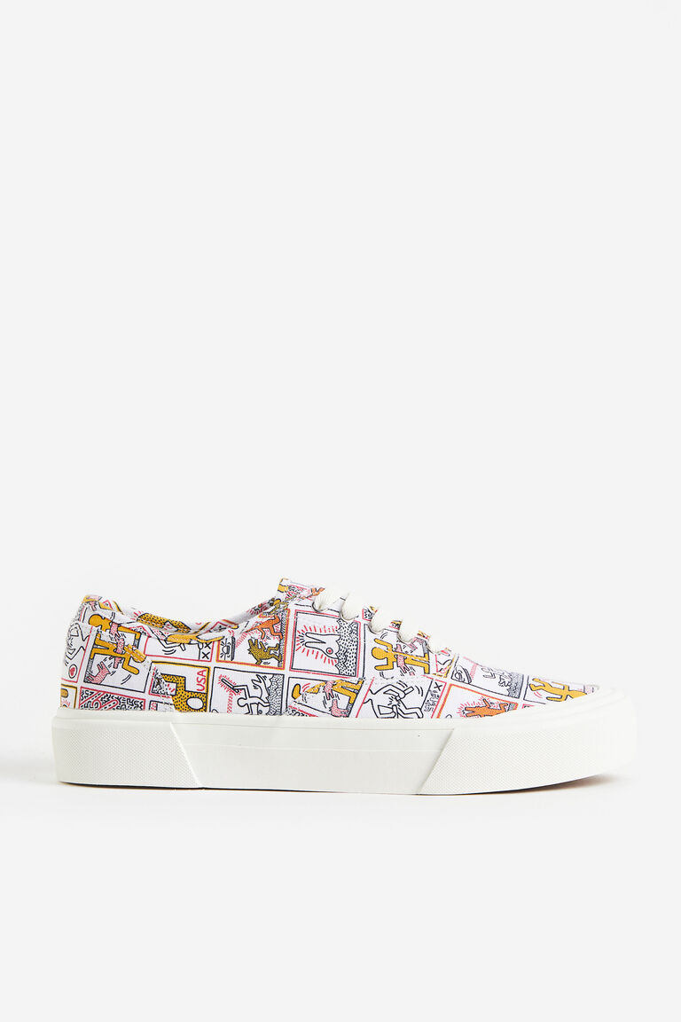 Patterned canvas trainers
