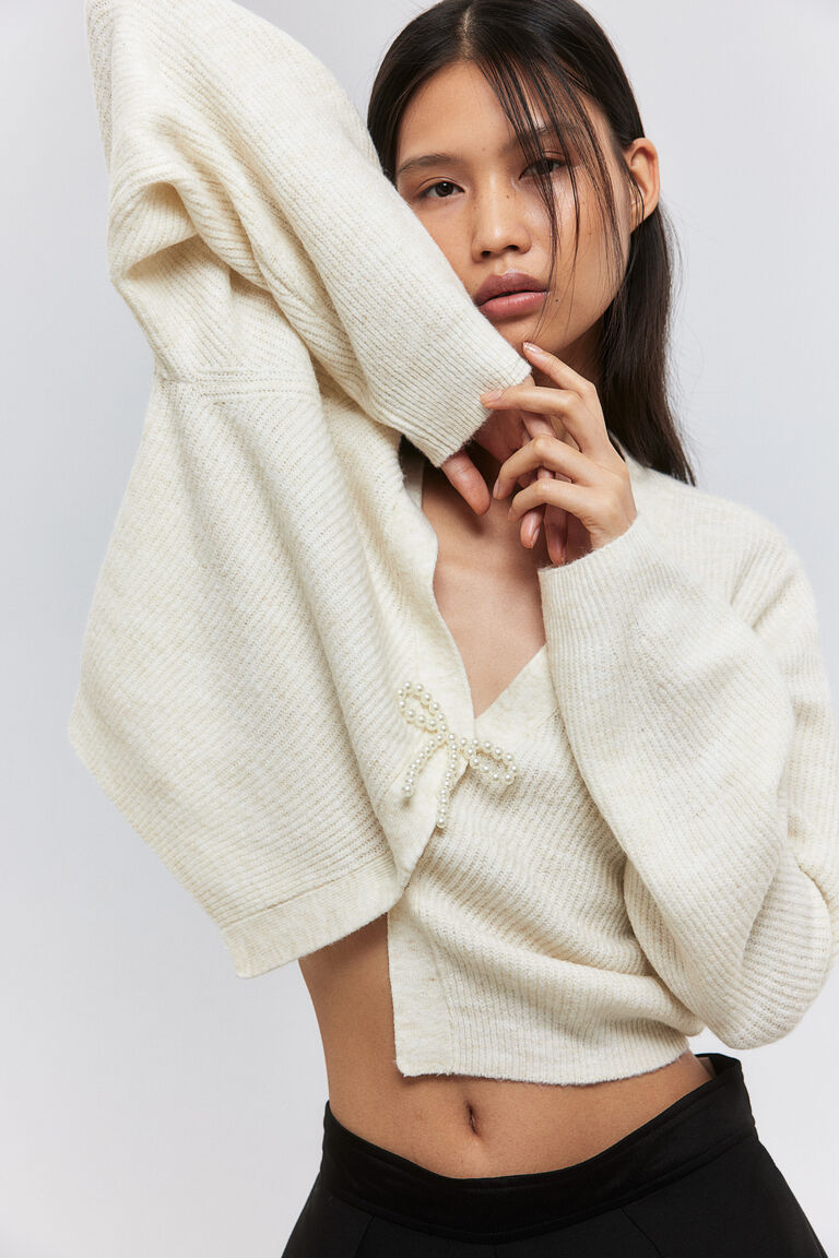 Bow Cardigan Detailing Winter Midi Dress
