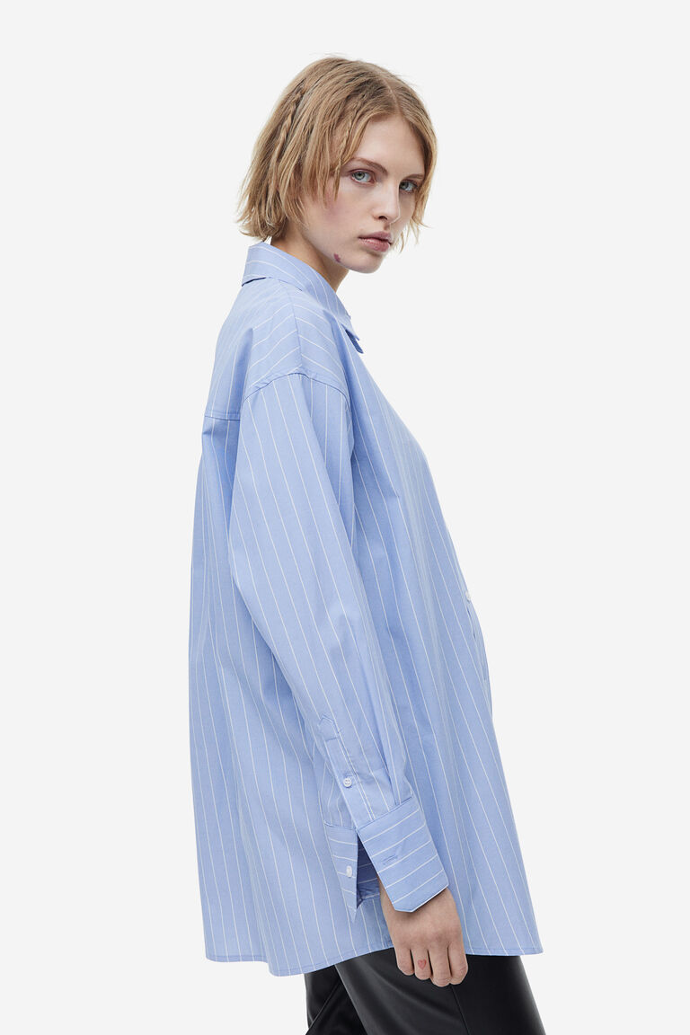 Women Olive Cotton Poplin Oversized Shirt
