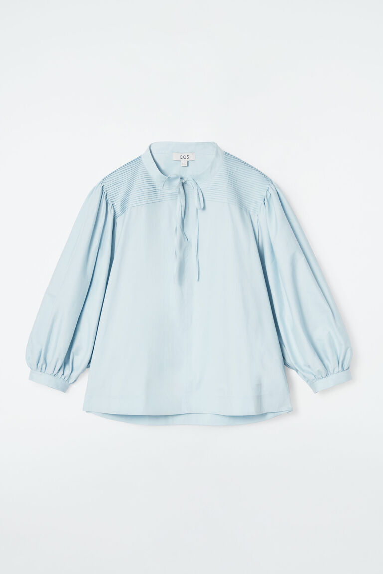 TIE-DETAIL PLEATED BLOUSE