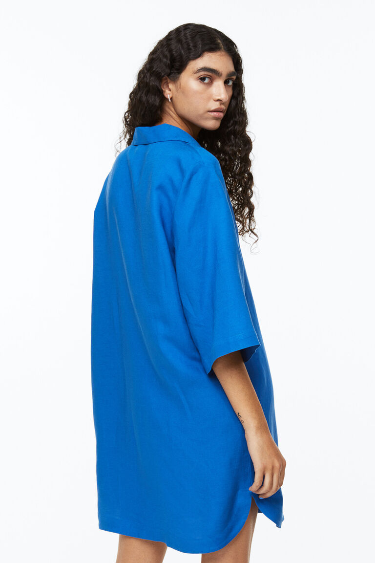 Linenblend collared dress