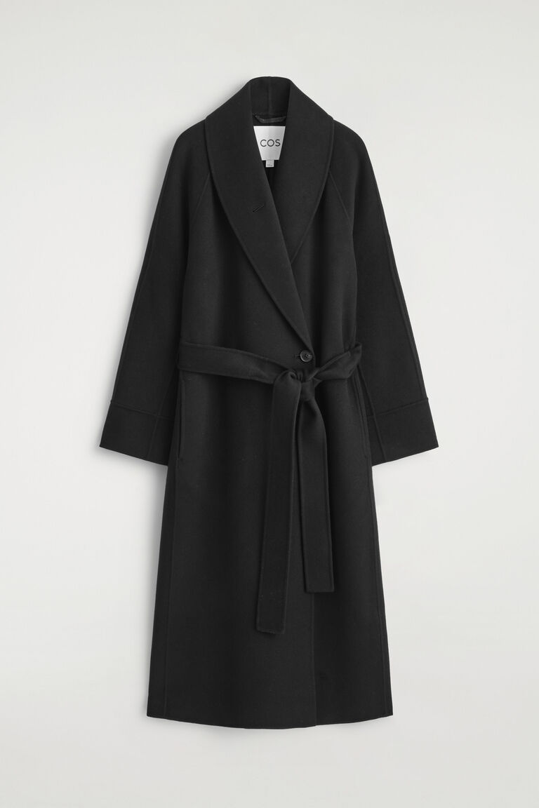 เสื้อโค้ทผ้าวูลสองหน้า พร้อมเข็มขัดรัดเอว