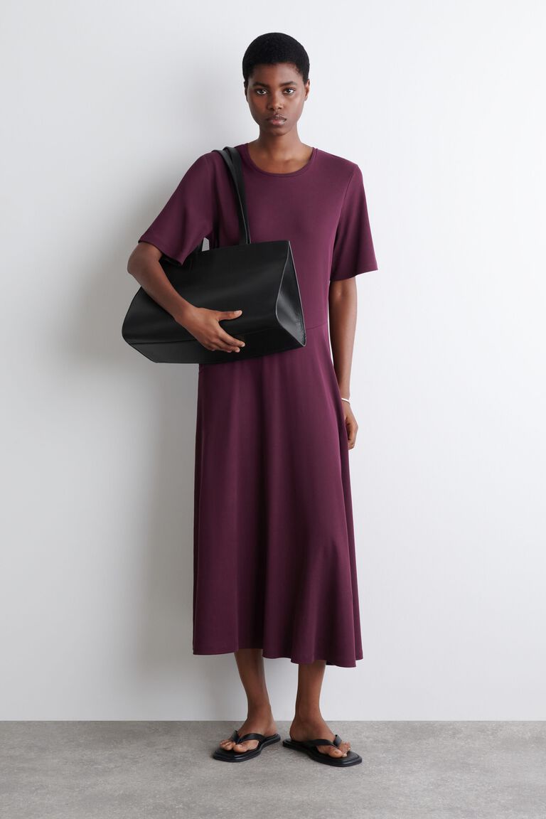 DRAPED COTTON MIDI DRESS
